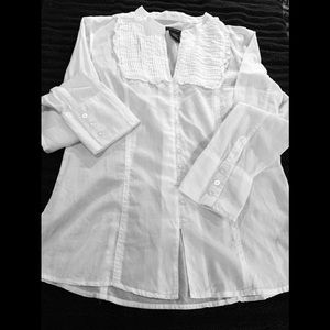 Calvin Klein fitted white button down blouse.